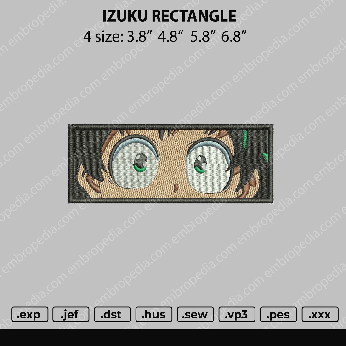 Izuku Eyes Rectangle Embroidery File 4 size