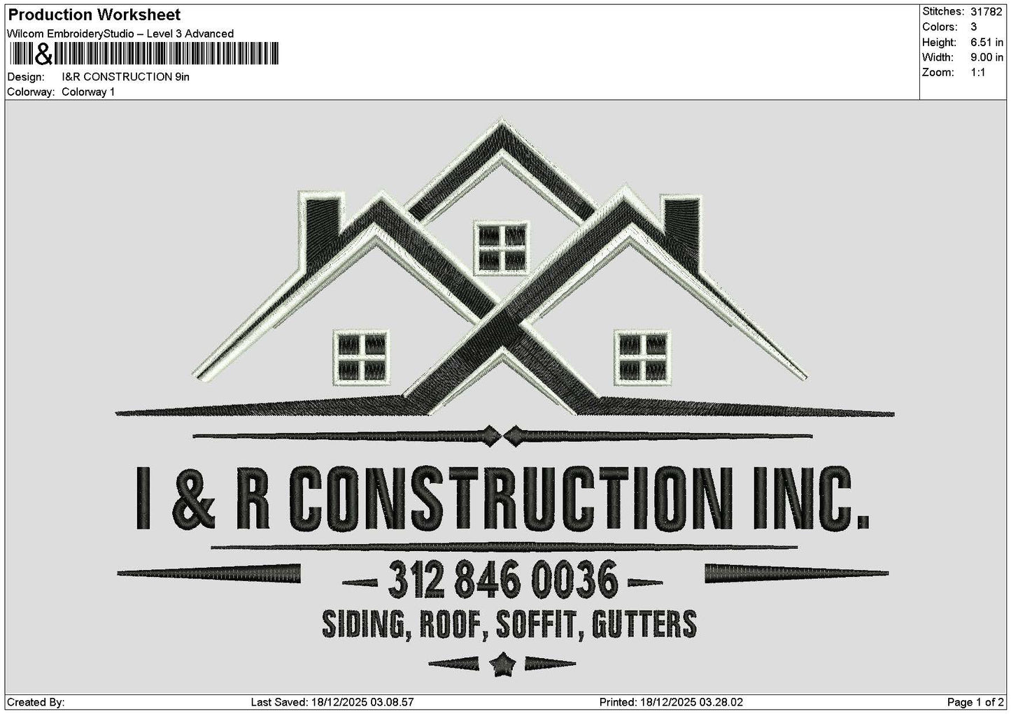 Constructiontext 1812 Embroidery File 6 sizes