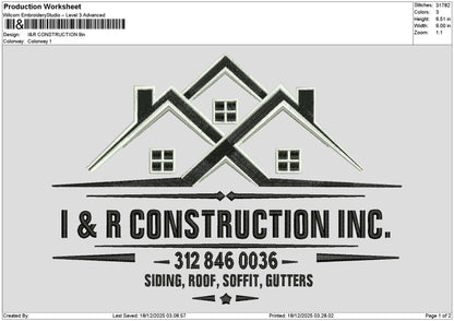 Constructiontext 1812 Embroidery File 6 sizes