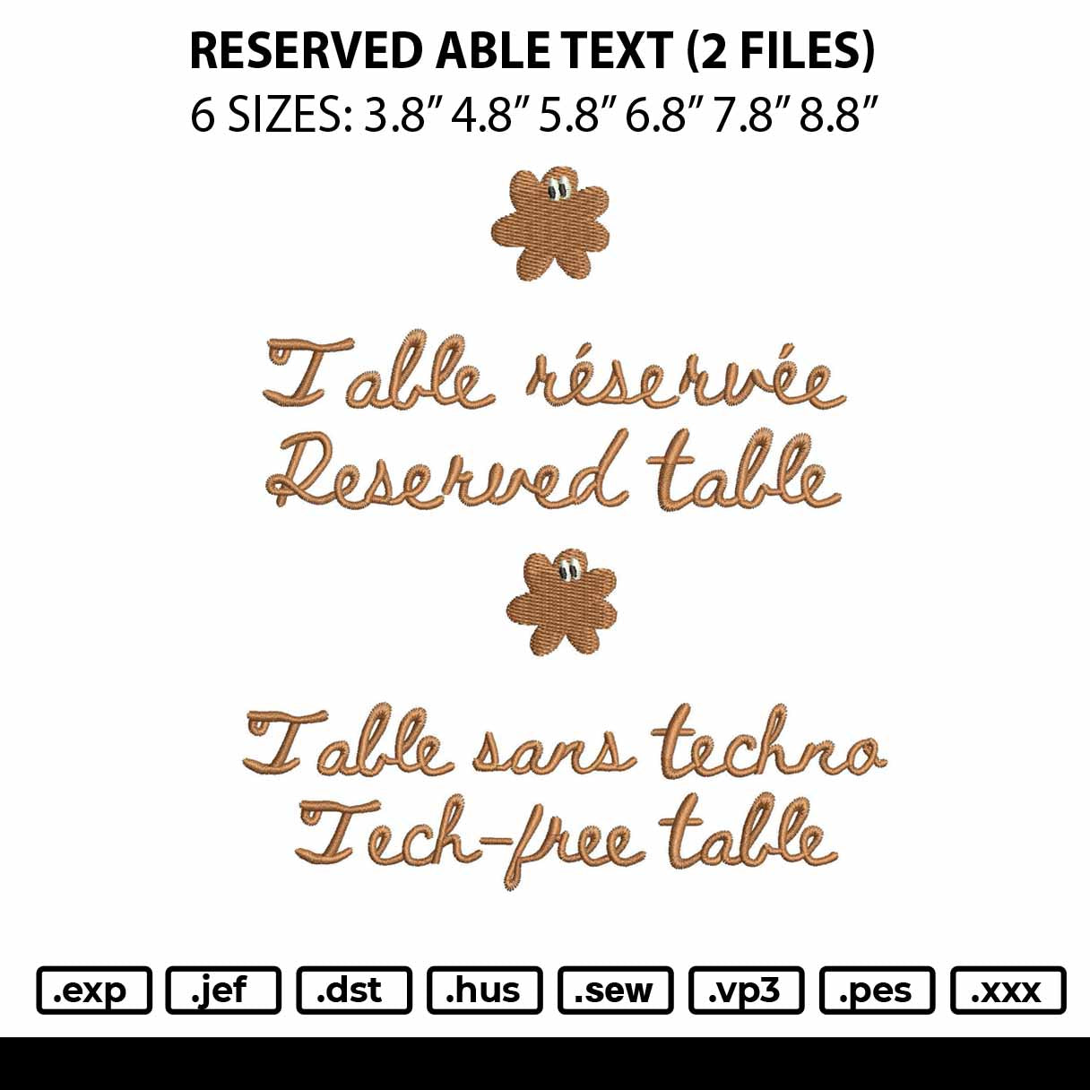 Reserved Able Text Embroidery 2 Files