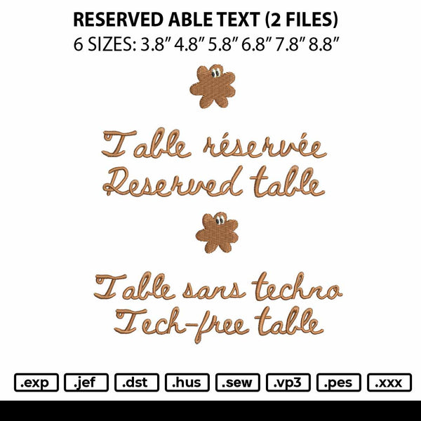 Reserved Able Text Embroidery 2 Files