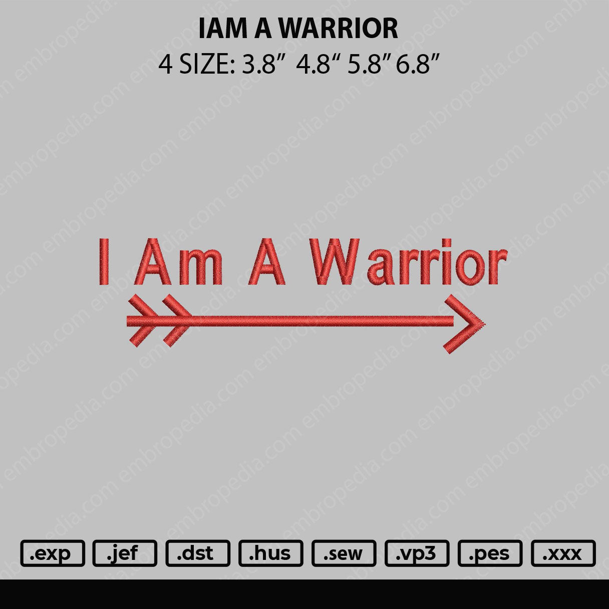 Iam A Warrior Embroidery File 4 sizes