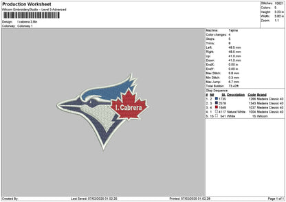 Cabreratext Embroidery File 6 sizes