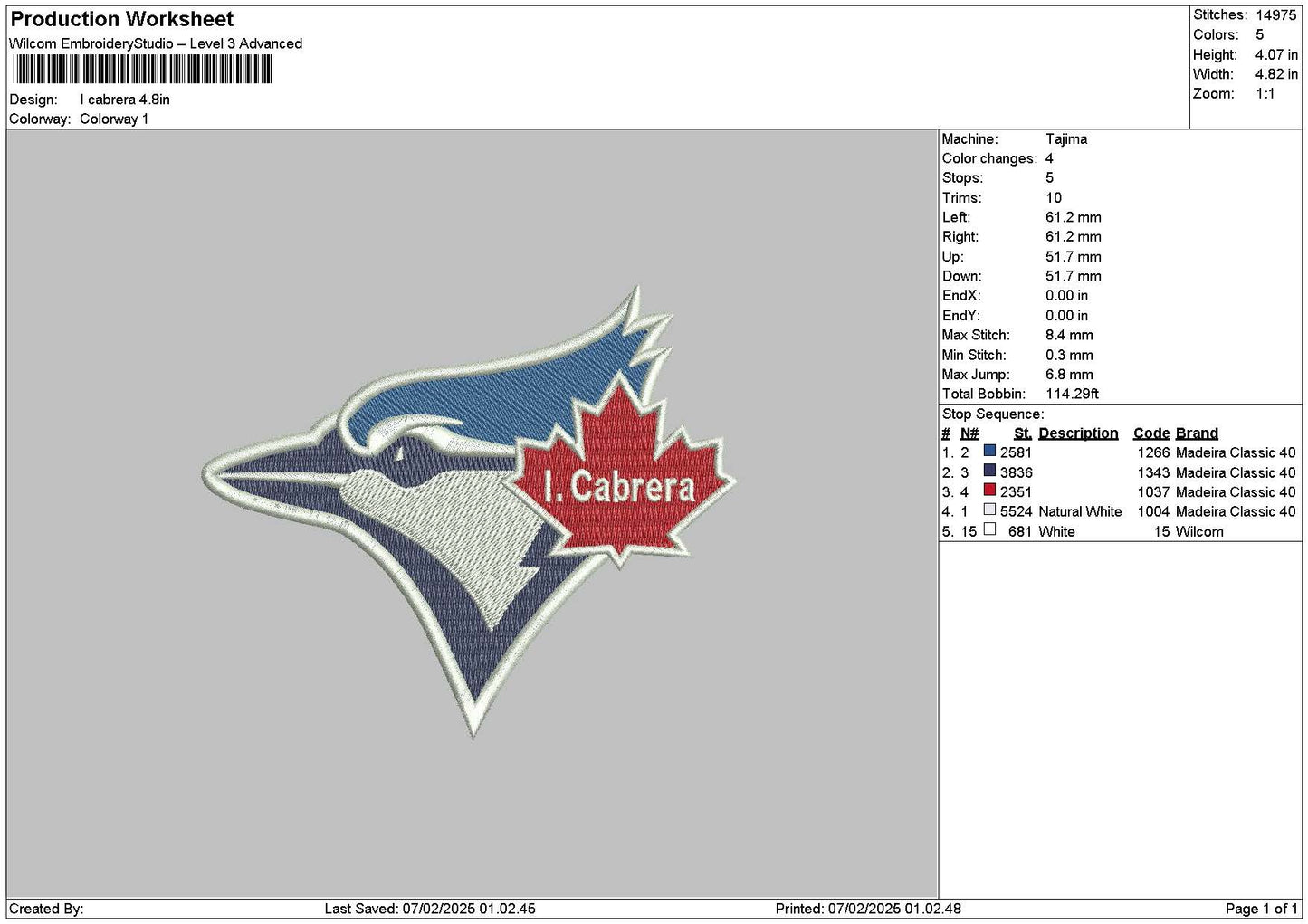 Cabreratext Embroidery File 6 sizes