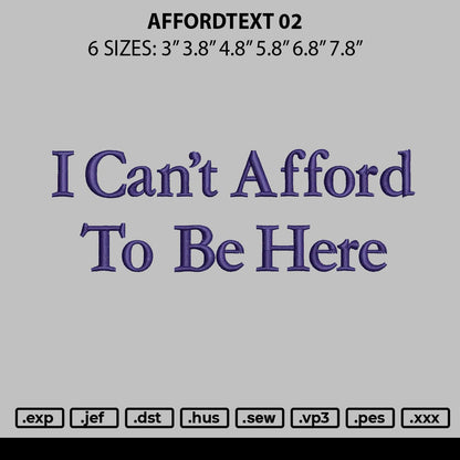 Affordtext 02 Embroidery File 6 Sizes