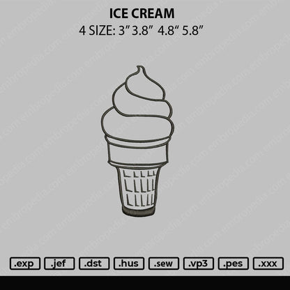 Ice Cream Embroidery File 4 sizes