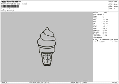 Ice Cream Embroidery File 4 sizes