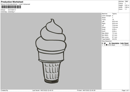 Ice Cream Embroidery File 4 sizes