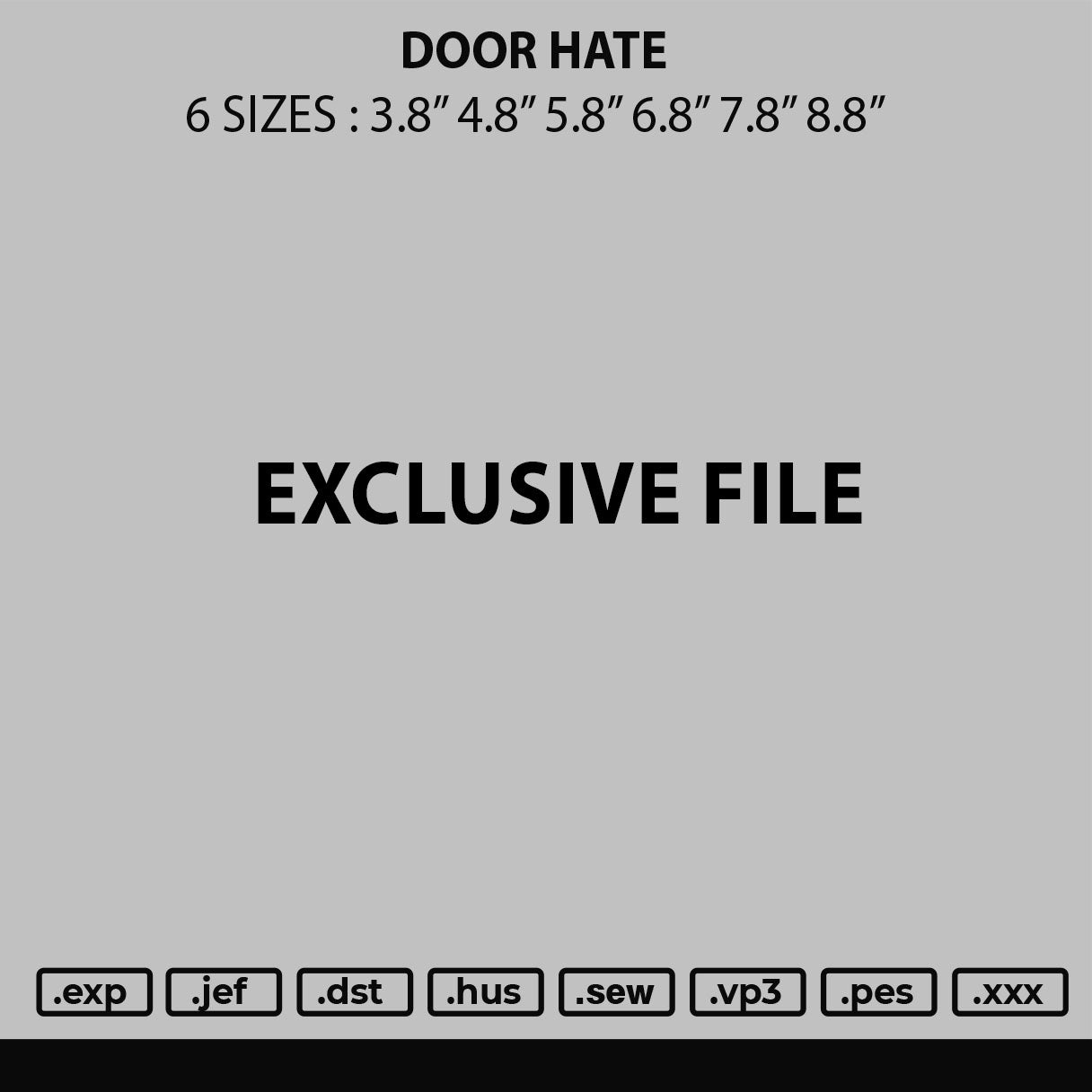 Door Hate Embroidery File 6 sizes