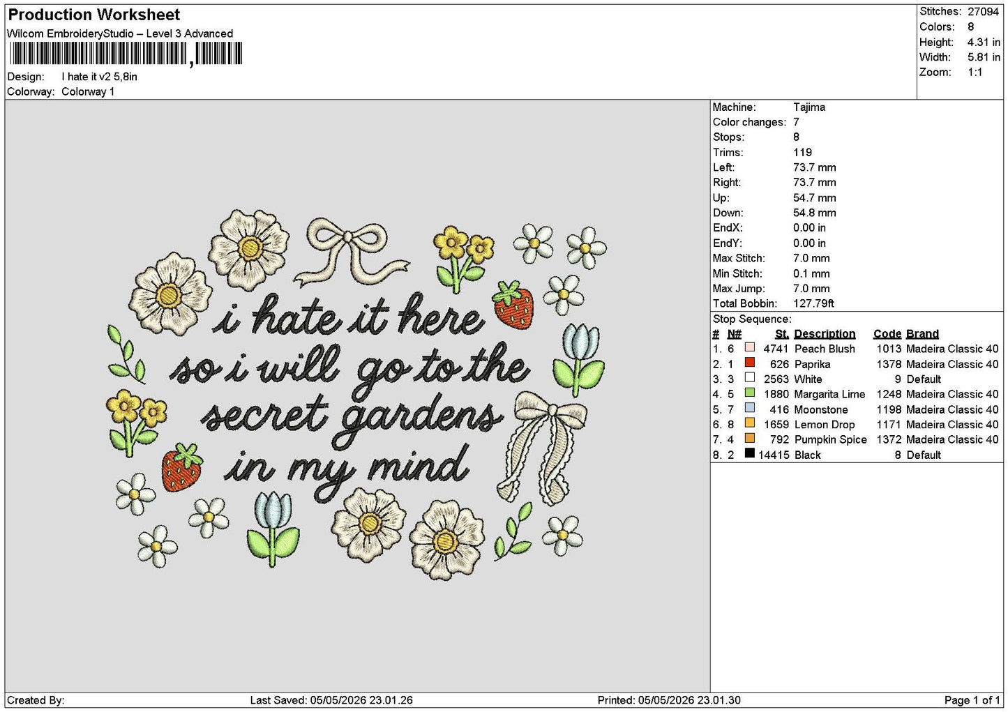 Hate It Text V2 Embroidery File 6 sizes