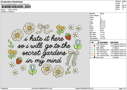 Hate It Text V2 Embroidery File 6 sizes