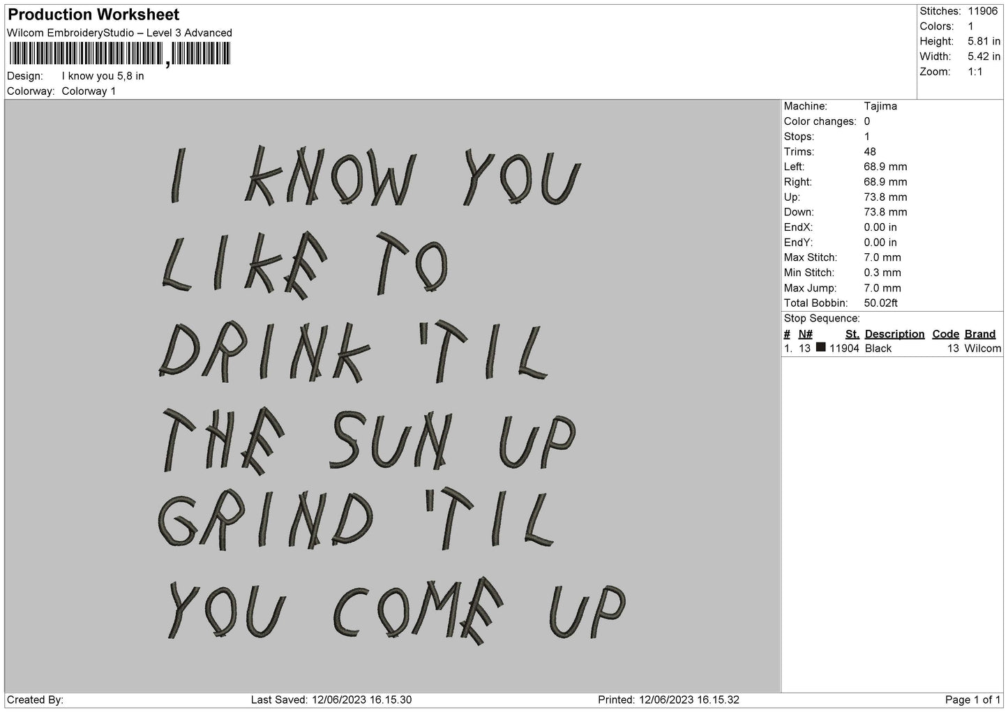 I Know You Embroidery File 6 sizes