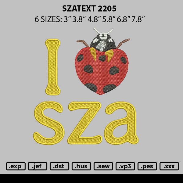Szatext 2205 Embroidery File 6 sizes