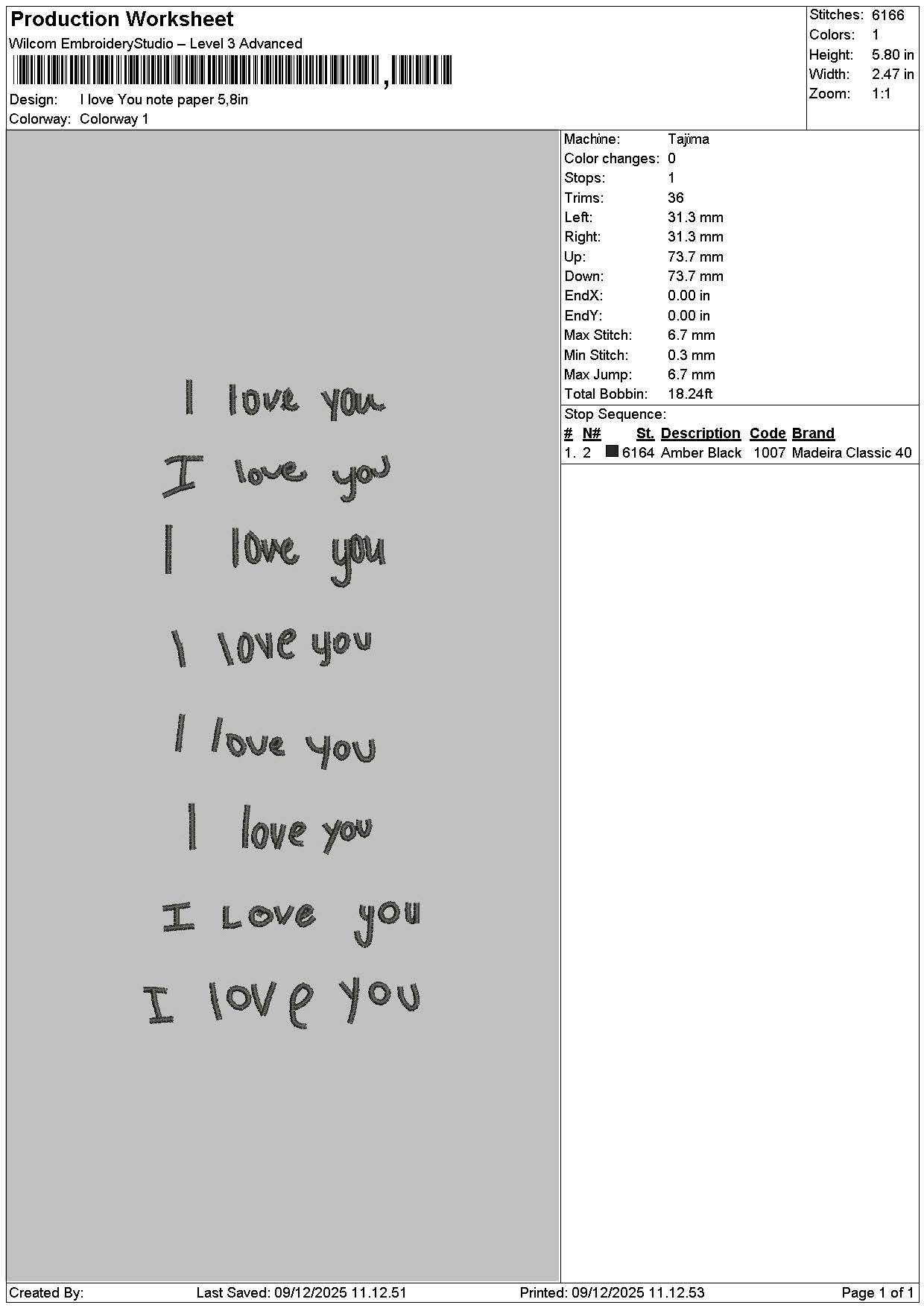 Iloveyoutext Embroidery FIle 7 sizes