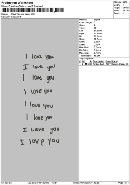 Iloveyoutext Embroidery FIle 7 sizes