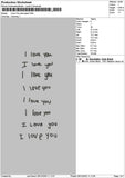 Iloveyoutext Embroidery FIle 7 sizes