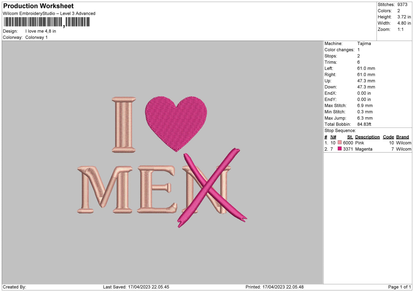 I love Me Embroidery File 6 sizes