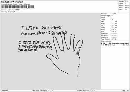Love Dad 1806 Embroidery Machine Design File 6 sizes