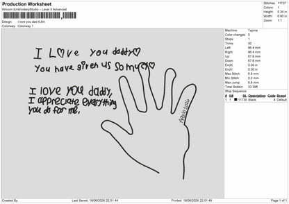 Love Dad 1806 Embroidery Machine Design File 6 sizes