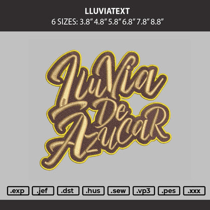 Lluviatext Embroidery Machine Design File 6 sizes