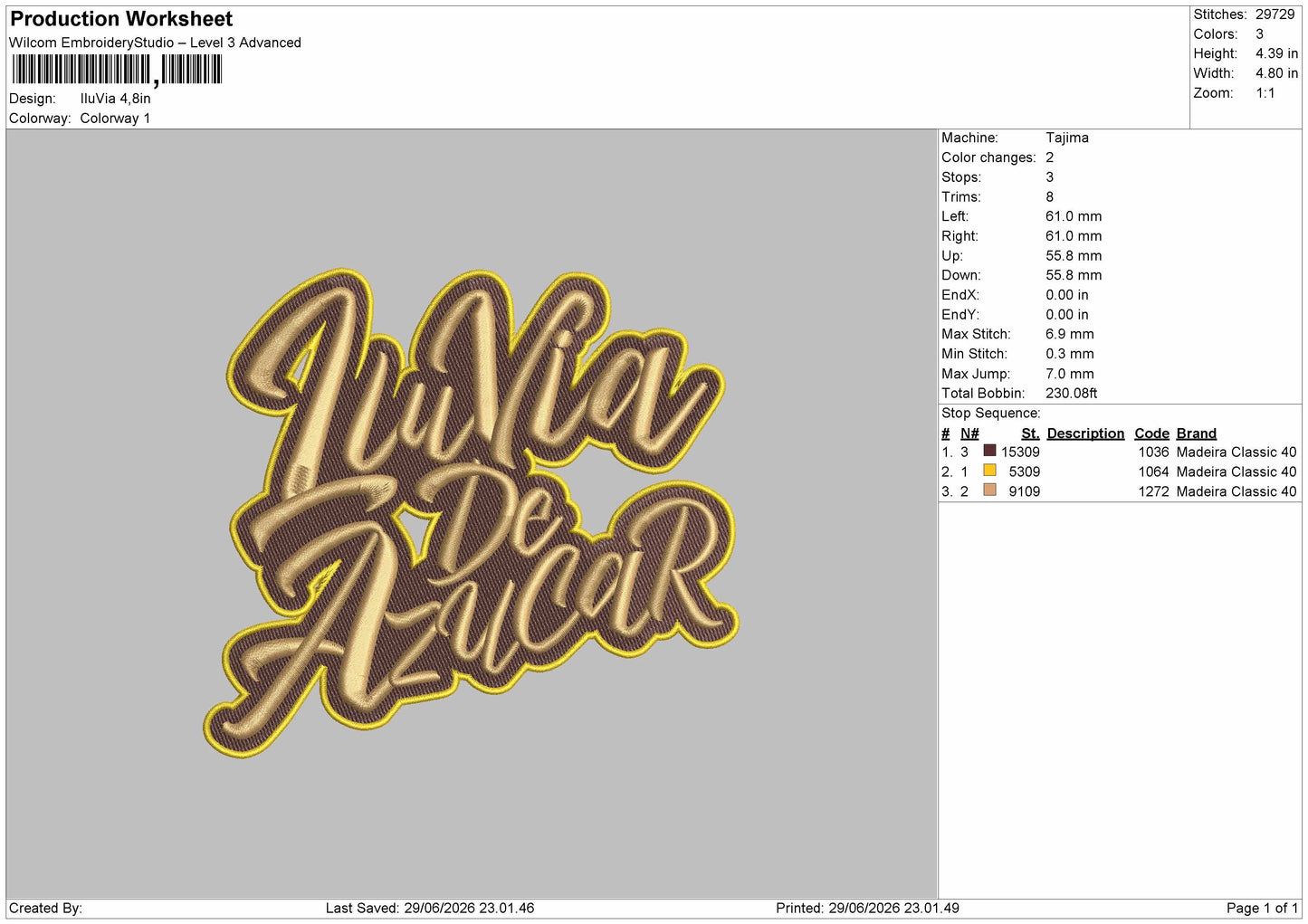 Lluviatext Embroidery Machine Design File 6 sizes