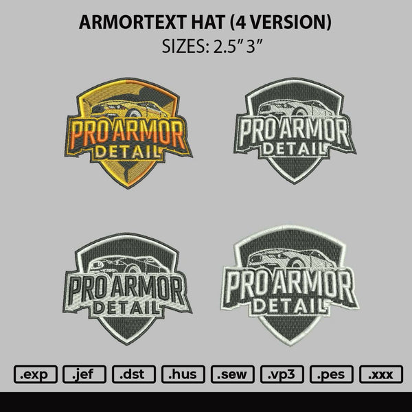 Armortext Hat Embroidery 4 Files