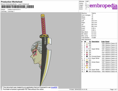 Imetsu's Sword Embroidery File 4 size