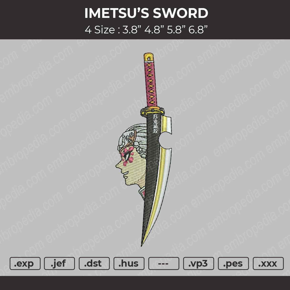 Imetsu's Sword Embroidery File 4 size
