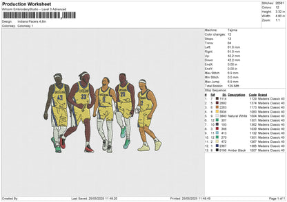 Indiana Pacers Embroidery File 6 size