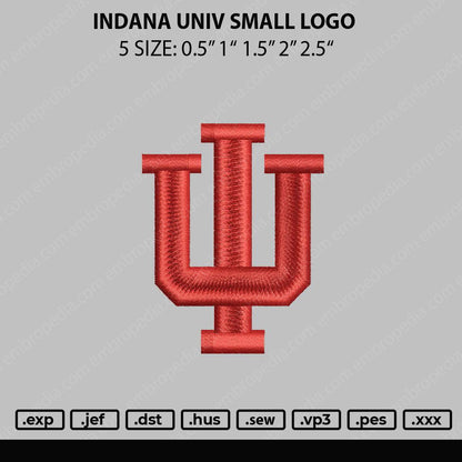 Indiana Univ Small Logo Embroidery File 5 sizes
