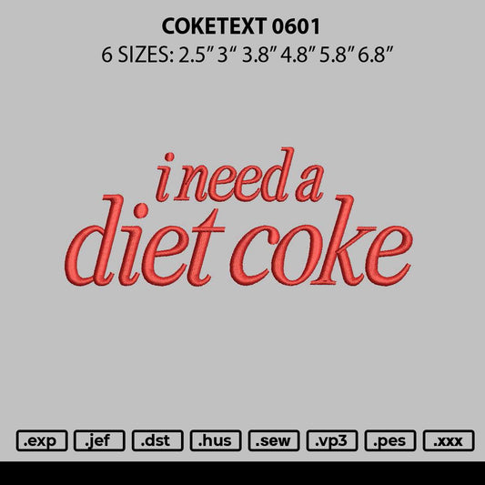 Coketext 0601 Embroidery File 6 sizes
