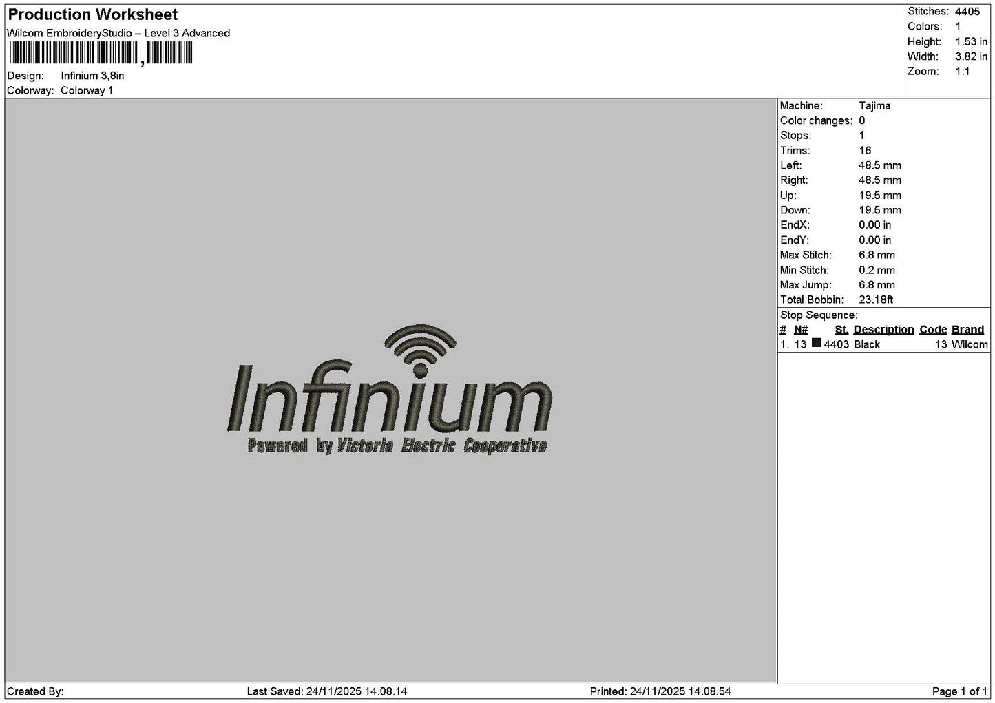 Infiniumtext Embroidery File 6 sizes