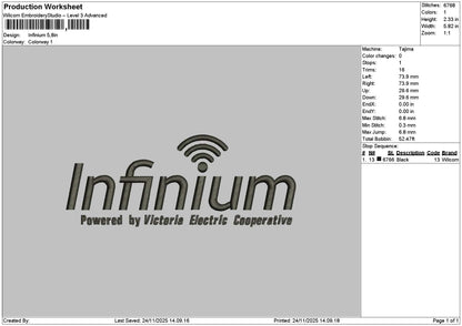 Infiniumtext Embroidery File 6 sizes