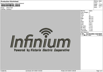 Infiniumtext Embroidery File 6 sizes