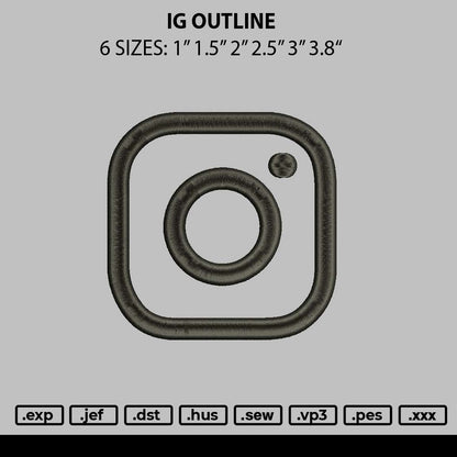 Ig Outline Embroidery File 6 sizes