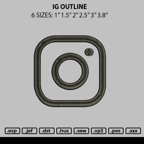 Ig Outline Embroidery File 6 sizes