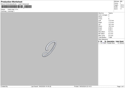 I Logo 1903 Embroidery File 6 sizes