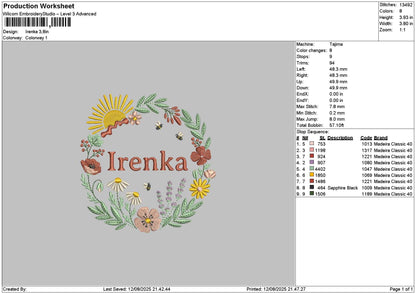 Irenkatext Embroidery File 6 sizes