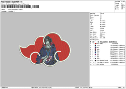 Itachi Cloud Embroidery File 6 sizes