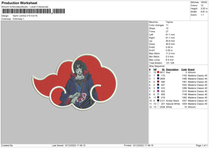 Itachi Cloud Embroidery File 6 sizes