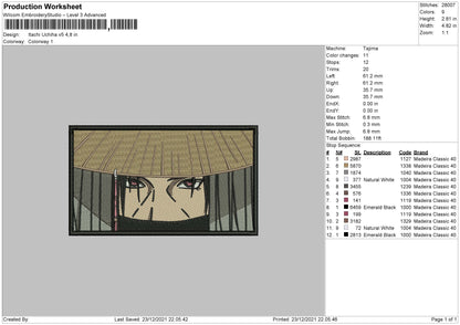Itachi Uchiha V5 Embroidery File 4 size