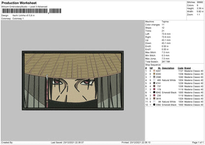 Itachi Uchiha V5 Embroidery File 4 size