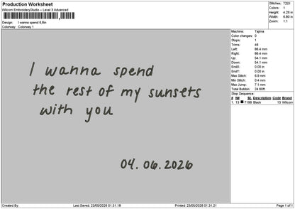 Spend Text Embroidery File 6 sizes