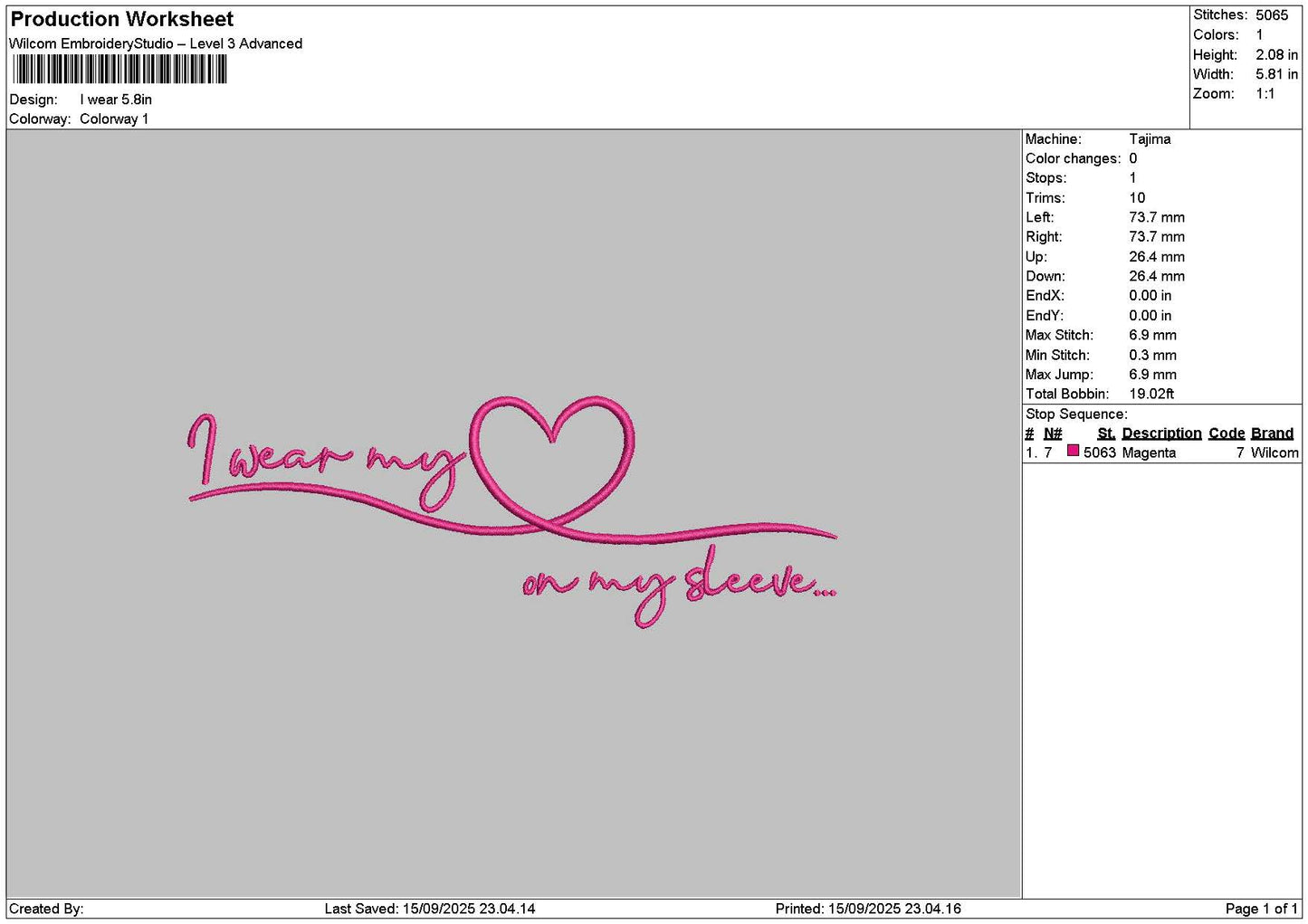 Weartext 1509 Embroidery File 6 sizes