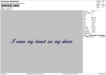 I Wear Embroidery File 6 sizes