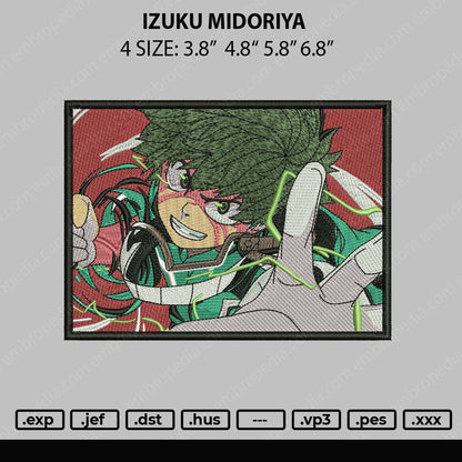 Izuku Midoriya Embroidery File 4 size