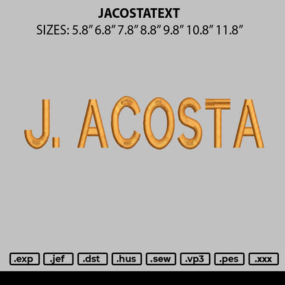 Jacostatext Embroidery File 6 sizes