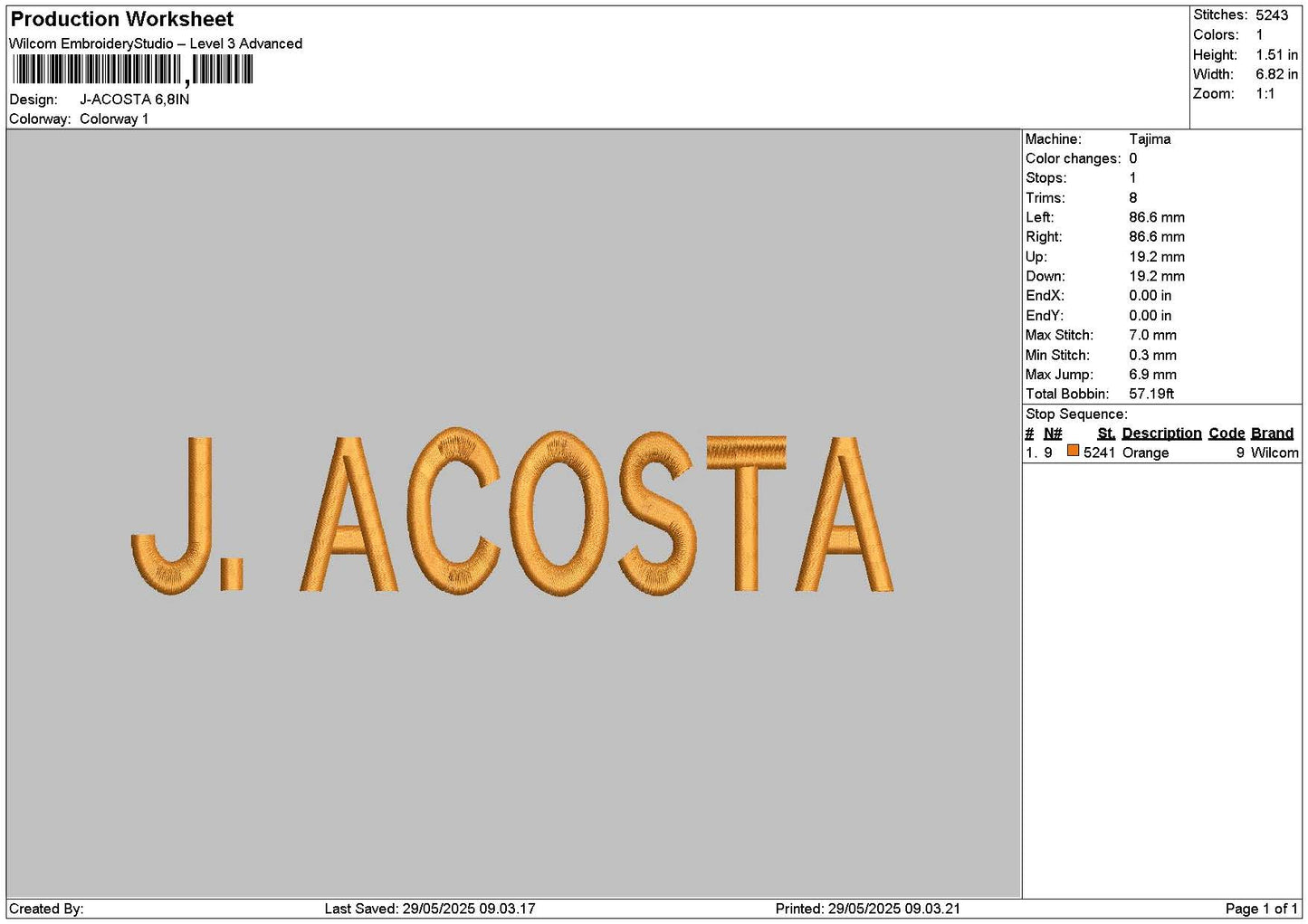 Jacostatext Embroidery File 6 sizes