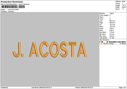 Jacostatext Embroidery File 6 sizes