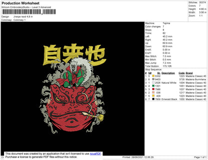 Jiraya Road Embroidery File 4 size